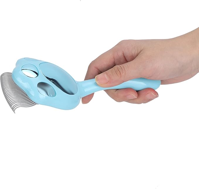 Cat Shell Comb Deshedding Brush, Pet Grooming Tool, Round Comb with Soft Plastic Claw Teeth, Stainless Steel Material, Ergonomic Handle for Cats and Small Dogs, Removal Com