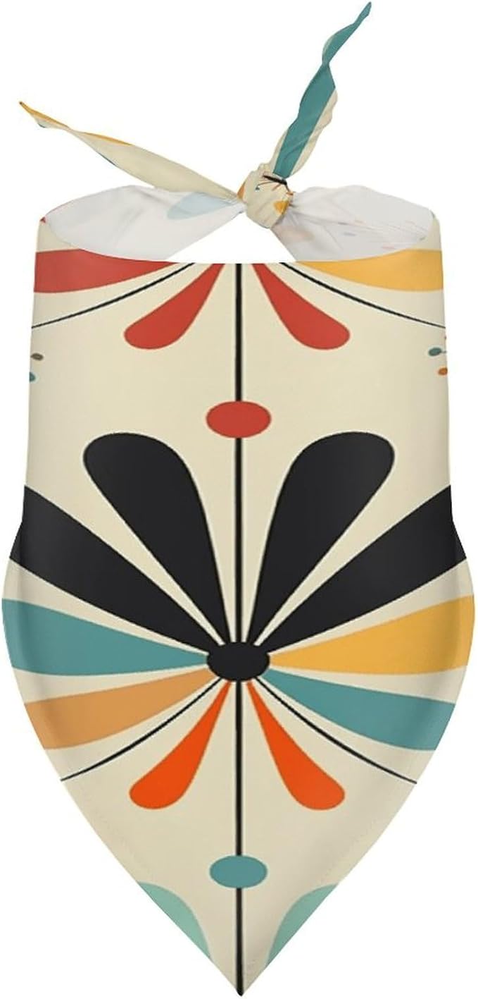 Dog Bandana Spring Pet Scarf Adjustable Triangle Retro Modern Printing Dog Bib Washable Polyester Puppy Bandana for Small Medium Large Dogs Cat Birthday Party Supplies