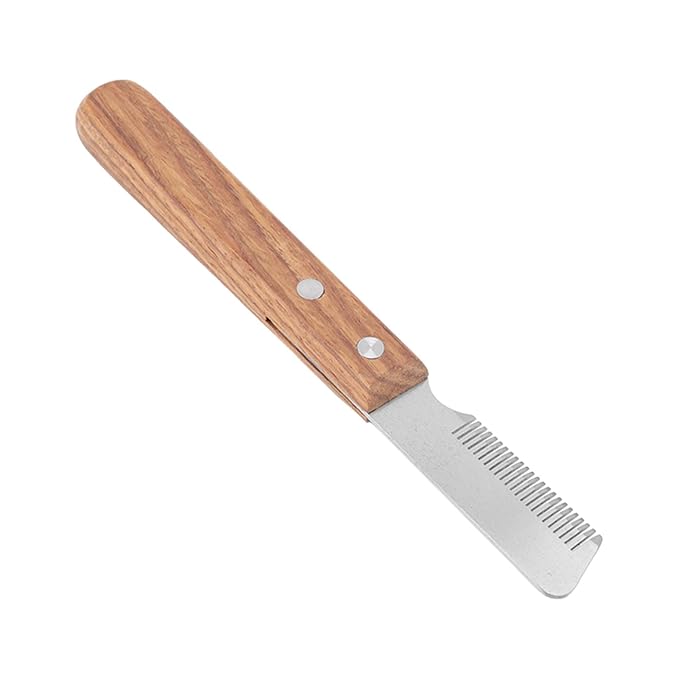 Shedding Tools Stripping Knife Safe Cat Grooming Comb with Wood Handle for Remove Floating Hair Dog Stripping Comb Stainless Steel Professional Pet Hair Removal Tool Dog Supplies