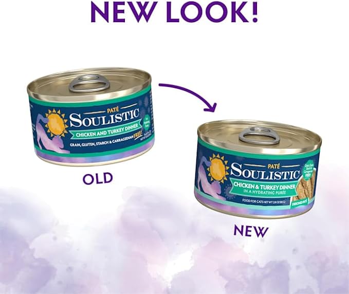 Soulistic Pate Chicken & Turkey Dinner in a Hydrating Puree Wet Cat Food, 2.8 oz., Case of 12