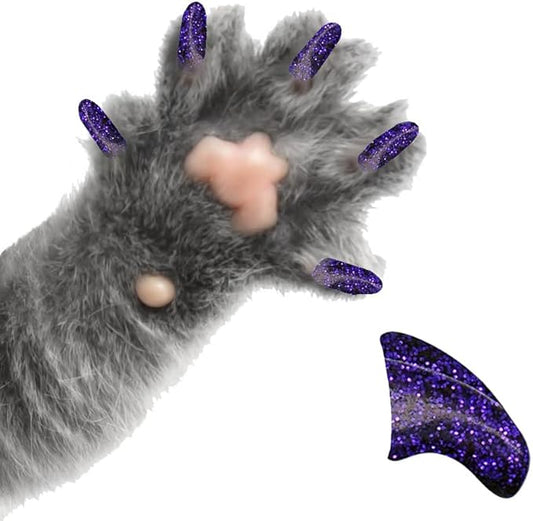 6 Month Piece Soft Nail Caps with Adhesive for Cat Claws - BlackBerry Glitter X-Small