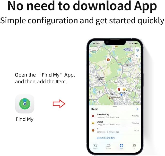Find My Tag,Item Finder for Keys, Car, Wallet, Luggage, Bag, Pets and More, Works with Apple Find My App (iOS only), GPS Tracker for Kids (Black)