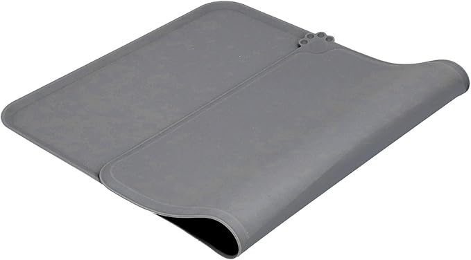 Silicone Non Slip Pet Feeding Bowl Mat for Dogs, Leakproof Dog Placemat for Food and Water, 11.8x18.9in Pet Supplies (Grey)