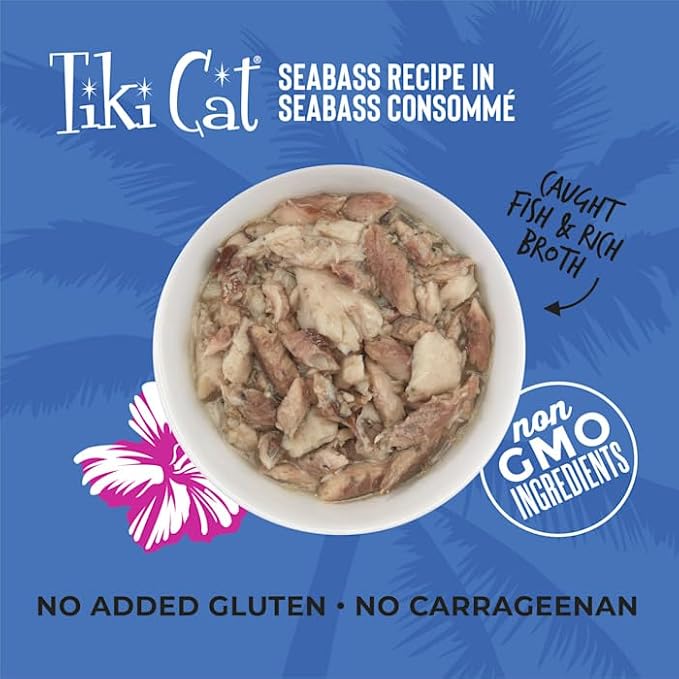 Tiki Cat Luau Seabass Recipe Wet Cat Food, 2.8 oz., Case of 12