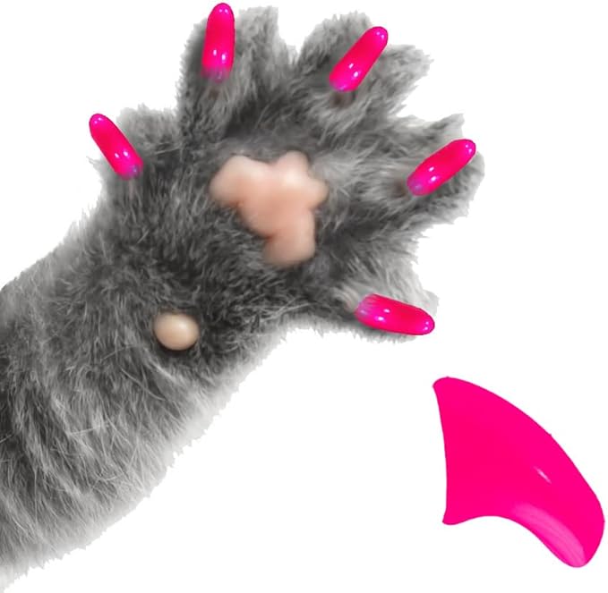 6 Month Piece Soft Nail Caps with Adhesive for Cat Claws - Flamingo Pink Medium