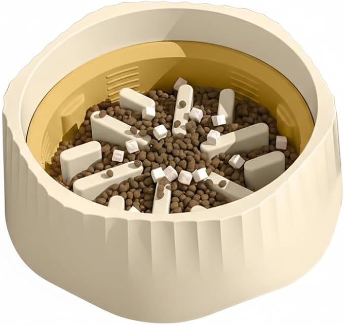 White Dual-Purpose Slow Food Bowl, Fast/Slow Food can be Freely Switched to Adapt to Different pet Eating Habits, Cross-Border pet Supplies
