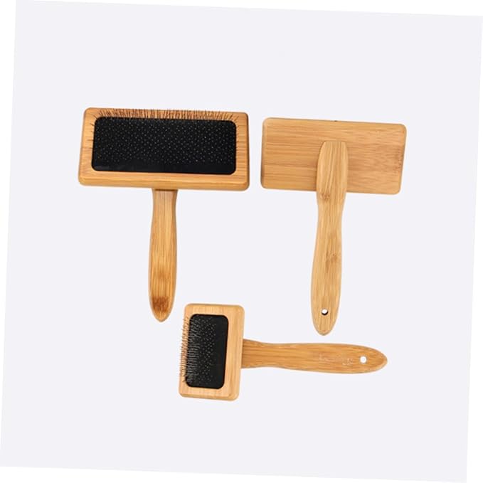 POPETPOP Wooden PET Grooming Comb Design Detangling Tool for Dogs and Cats Bamboo Handle for PET Owners and Grooming