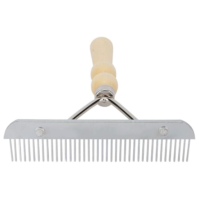 Rengue Dog Rake, Combs Pet Hair Comb for Effective Grooming and Cleaning for Dogs and Cats 6.30x6.30x1.57inch Dog Rake, Wooden Handle Dematting Tool, Nan Supplies