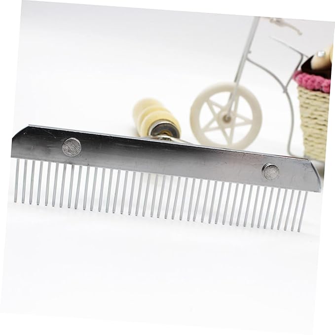 BESPORTBLE Wooden Handle Pet Comb Stainless Steel Brush for Dogs Cats Grooming Tool for Removing Mats Loose Hair Skin-friendly