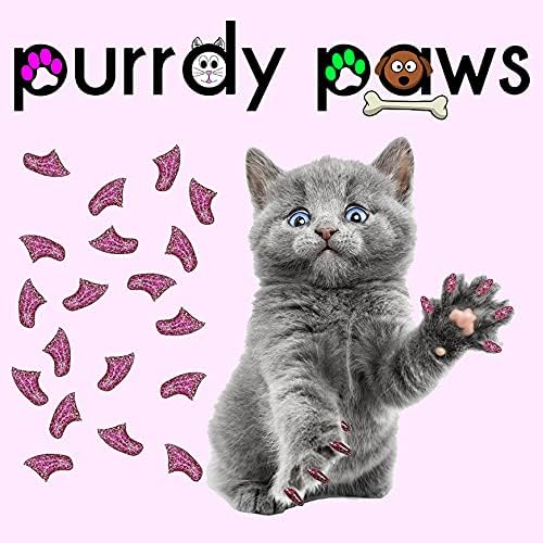 6 Month Supply Soft Nail Caps for Cats Royal Pink Glitter Large - Extra Adhesives