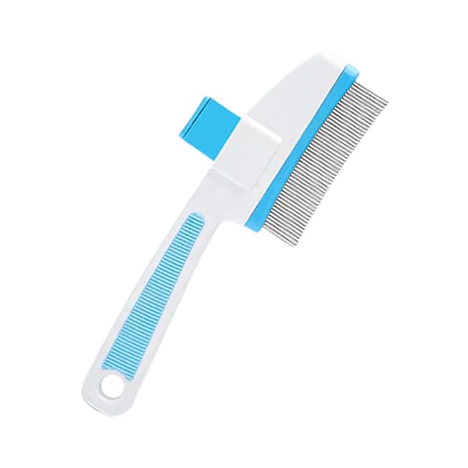 Cat Hair Brush for Dogs and Cats, Dog Grooming Supplies with Easy Release Button, Puppy Flea Cleaning Comb for Bathing Long and Short Hair Pets, Indoor Outdoor Removal, Soft Gentle Grooming Tool