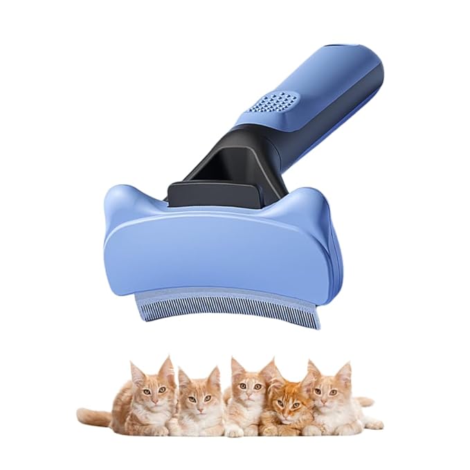 Self Cleaning Slicker Brush for Cat & Dog - Cat Grooming Brushes for Shedding Removes Mats, Tangles and Loose Hair Suitable Cat Brush for Long & Short Hair (Blue,Medium)