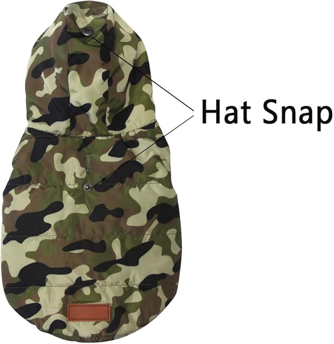 Fleece Lining Extra Warm Dog Hoodie in Winter for Medium Dogs Jacket Pet Coats with Hooded,Green Camo L