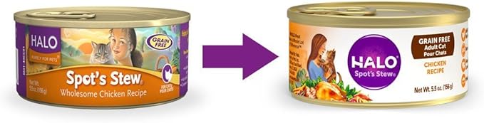 Halo Grain Free Soft Pate, Adult Cat Wet Food, Chicken in Broth Recipe, 5.5 oz, Case of 12