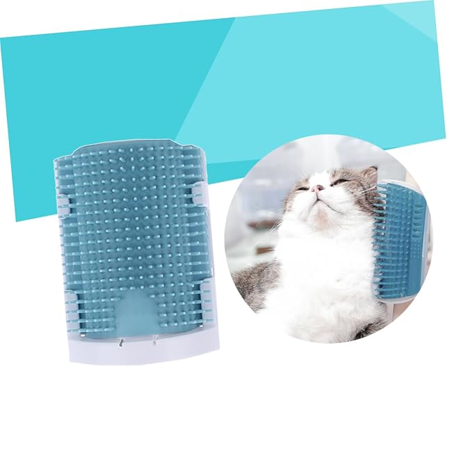 Toyvian Cat Rubbing Brush Cat Massage Self Supplies Self Grooming Brush Pet Products Blue