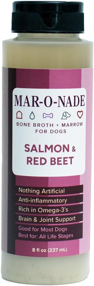 Bone Broth + Marrow Topper for Dogs - Salmon & Red Beet, 8 fl oz - Grain-Free, AAFCO-Compliant, Small-Batch Nutritional Topper