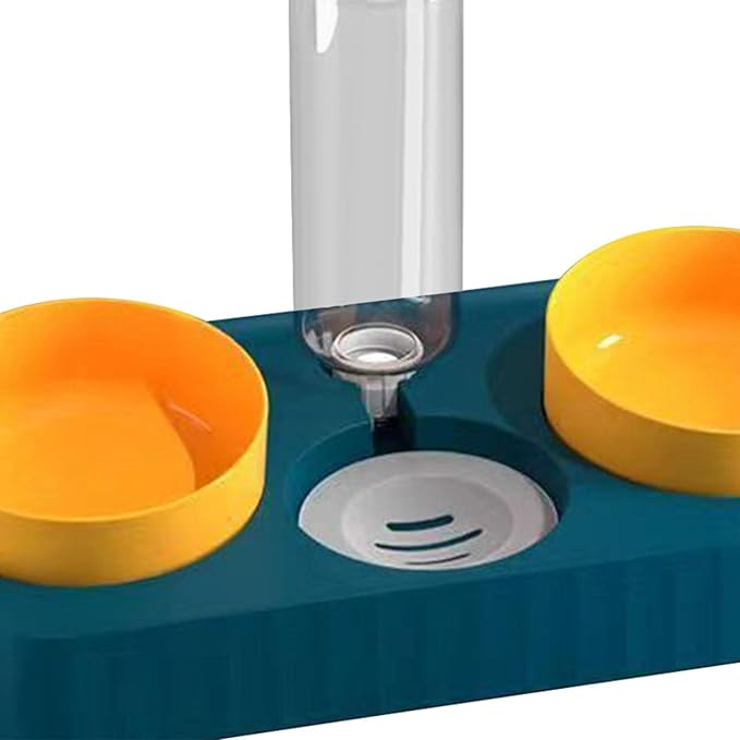 Dog Bowls Drinking Pet Feeding Station Detachable Non Slip Pet Feeder and Waterer for Cats Dogs Small Medium Large Pets Supplies, Three Blue