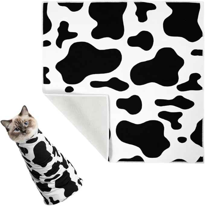 MiOYOOW Cat Grooming Wrap, Self-Adhesive Anti-Scratch Cat Holder with Hook-and-Loop Fastener, Adjustable Foldable Calming Wrap for Nail Trimming, Bathing
