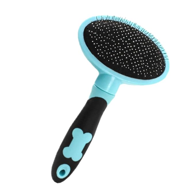 HANABASS Cat Grooming Tool Ergonomic Pet Brush for Shedding and Cleaning Gentle Cat Hairbrush for Easy Fur Removal Blue with Dots