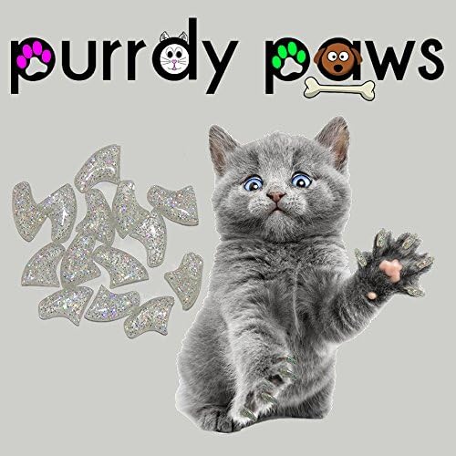 40 Pack Soft Nail Caps for Cat Claws Silver Holographic Glitter Kitten