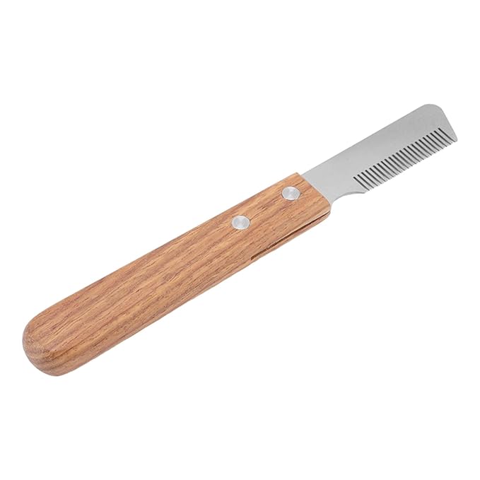 Rengue Dog Stripping Comb, Shedding Tools Removal Tool for Cats and Dogs, Stainless Steel Design for Effective Grooming Dog Stripping Comb, Wooden Handle, Pet Hair Nan Supplies