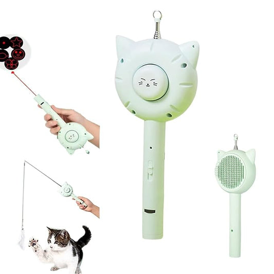 Cat Brushes For Indoor Cats 5-In-1 Function Pet Hair Cleaner Brush For Cats - Ultimate Indoor Cat Grooming Tool,Pet Brush With Release Button,Cat Brush,Cat Hair Brush With Release (green)