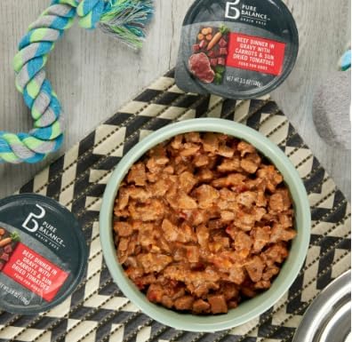 Pure Balance Beef Dinner Dog Food, Grain Free, with Carrots & Sun Dried Tomatoes, 3.5 oz Cup (2 Pack, Packaging May Vary)