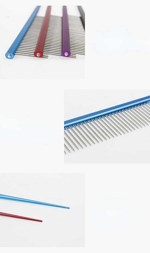 Pet Grooming Comb Rat Tail Comb Cat Hair Trimmer Combs Dog Hairstyle Comb Float Hair Removal Dematting for Cat Dogs Cat Comb Dog Comb Rounded Ends Pet Hair Comb for Home Grooming (One Size,Black 5)