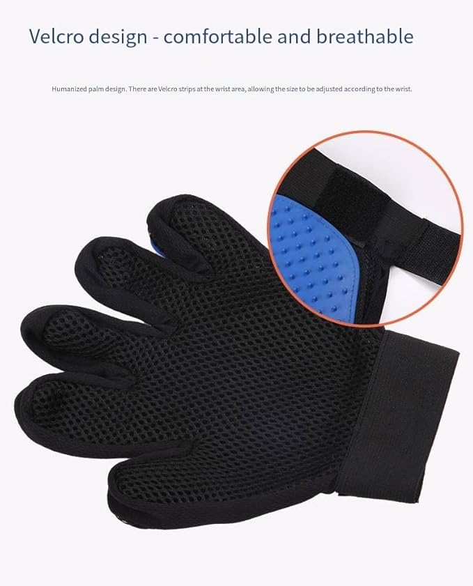 Pet Hair Removal Glove，Cats & Dogs Grooming Supplies，Efficient Deshedding Pet Grooming Gloves 2-in-1 Deshedding Brush(Two Colors)(Blue,Left-Hand)