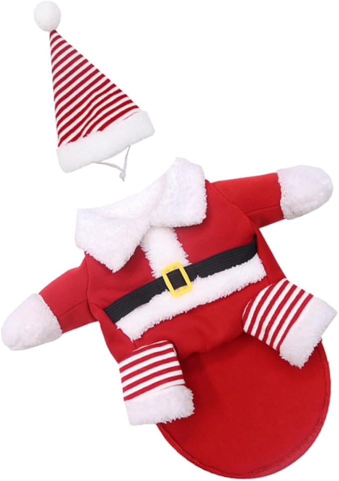 DOITOOL Pet Santa Claus Costume for Dogs and Cats Fleece Christmas Outfit XL Funny Two-Legged Cosplay Clothes for Large Pets Xmas Party Supplies