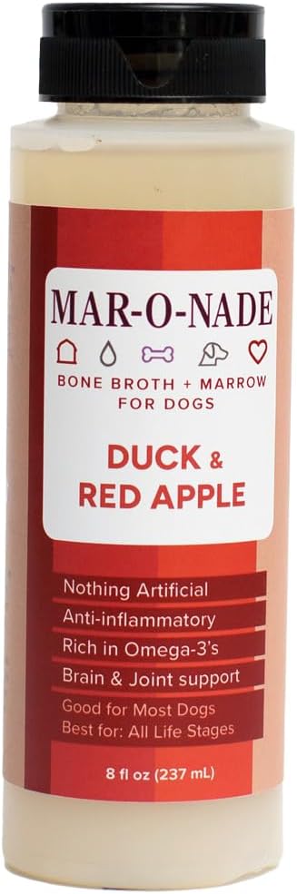 Bone Broth + Marrow Topper for Dogs - Duck & Red Apple, 8 fl oz - Grain-Free, AAFCO-Compliant, Small-Batch Nutritional Topper