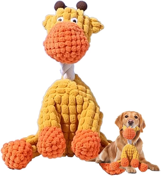 Indestructible Dog Toy, 2026 New Durable Plush Dog Toys for Aggressive Chewers, Interactive Squeaky Soft Puppy Chew Toy, Durable Teething Toys for Small Medium Large Dogs (Orange)