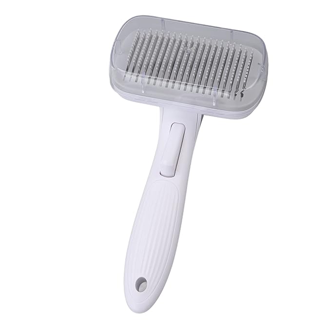 Cat Brush For Shedding, De Shedding Brush Dog Hair Dogs Cats Grooming Tool Self Cleaning Slicker Hair For Rabbit Massage Removes Loose Undercoat (Steel Wire Rubber Head Gray)