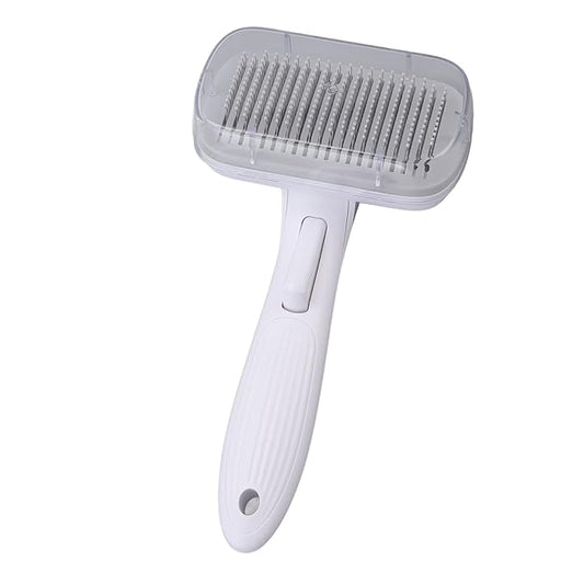 Cat Brush For Shedding, De Shedding Brush Dog Hair Dogs Cats Grooming Tool Self Cleaning Slicker Hair For Rabbit Massage Removes Loose Undercoat (Steel Wire Rubber Head Gray)