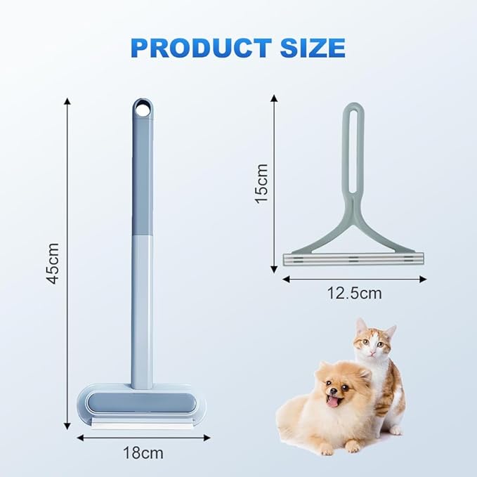 4 in 1 Pet Hair Removal Tool, Multifunctional Pet Hair Remover, Long Handle Cat and Dog Hair Removal, Washable Cat Hair Remover Brush for Car, Couch, Carpet, Clothes, Window and Laundry (3 Pcs)