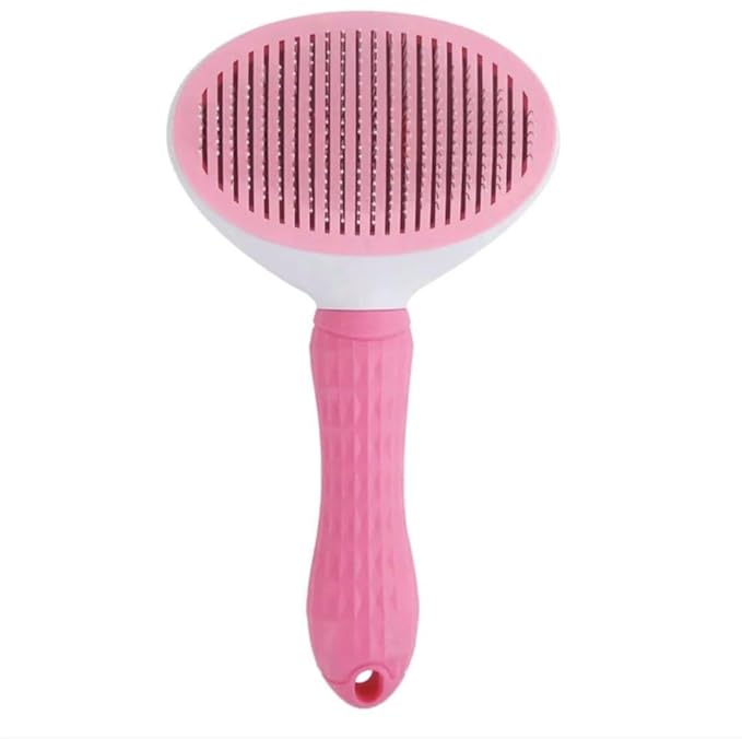 Self Cleaning Slicker Brush - Cat Brush Skin-Friendly Deshedding Grooming Massaging Tool for Long & Short Haired Pets, Cat Hair Brushes Easy Removes Undercoat for Dogs Cats Rabbits (Pink)