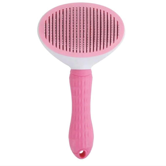 Self Cleaning Slicker Brush - Cat Brush Skin-Friendly Deshedding Grooming Massaging Tool for Long & Short Haired Pets, Cat Hair Brushes Easy Removes Undercoat for Dogs Cats Rabbits (Pink)