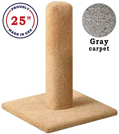 CozyCatFurniture 20, 25 & 30 inch Gray Carpet Cat Scratching Posts, Made in USA with Solid Wood Poles (25")