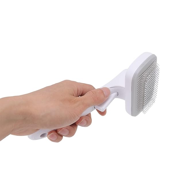 Cat Brush For Shedding, De Shedding Brush Dog Hair Dogs Cats Grooming Tool Self Cleaning Slicker Hair For Rabbit Massage Removes Loose Undercoat (Steel Wire Rubber Head Gray)