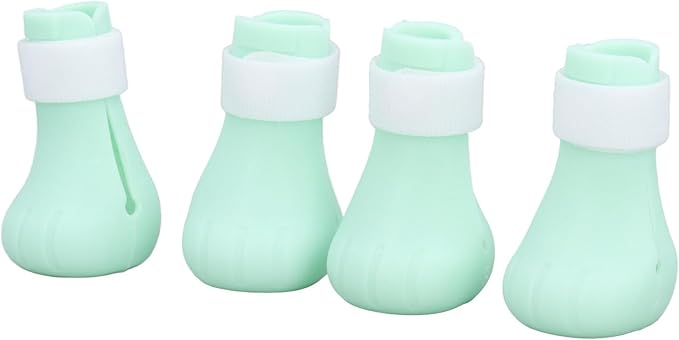 Cat Grooming Boots, Premium Silicone, Green, for Bathing and Scratching Prevention, 4 Pack
