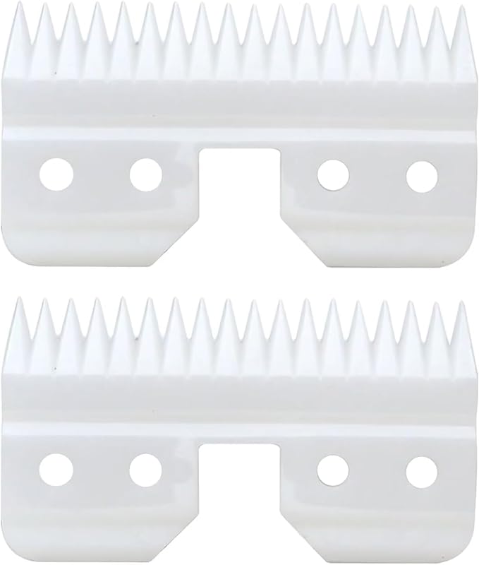 Upgraded 2pcs Clipper Ceramic Blade - Pet Dog Cat Grooming Clipper Replacement Blades, for A5 Trimmer Series, for Andis 18 Teeth Detachable Ceramic Blade Part, for Wahl KM2 KM5 KM10