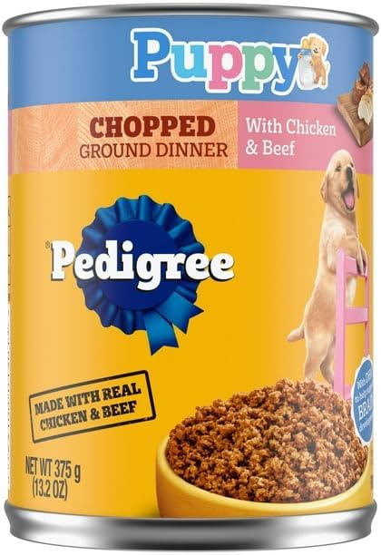 (Pack of 6) Puppy Chopped Ground Dinner with Chicken & Beef Canned Wet Puppy Food, (12) 13.2 Oz, Balanced Recipe for Puppies