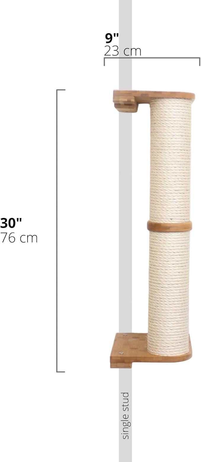 Catastrophic Creations Cat Scratching Post – 2-Tier Cat Wall Scratcher - Bamboo and Sisal Cat Scratcher Post – Durable Cat Scratching Posts for Indoor Cats – Modern Cat Furniture