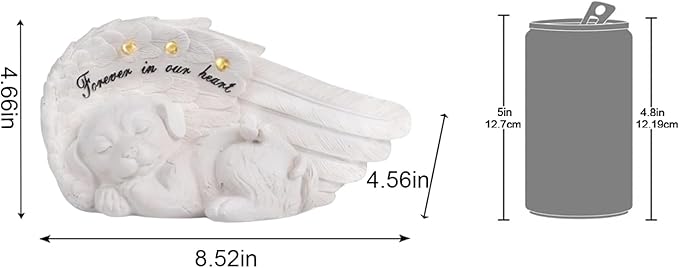 NEWDREAM Cuodia:Solar Dog Pet Memorial Statue,Pet Loss Gifts, The Angel Dog Statue Commemorates,Pet Loss Sympathy Remembrancecat with Solar Light Outdoor Dog Memorial Gifts, Dog Angel Wings