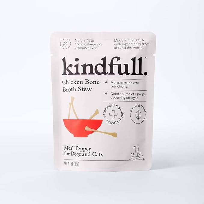 Kindful Chicken Bone Broth Stew Wet Meal Topper for Dog and Cat Food - 3oz