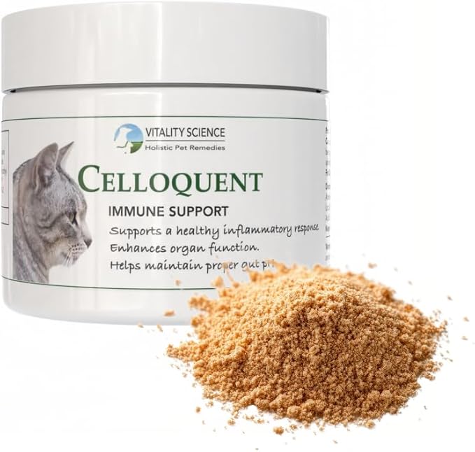 Vitality Science Celloquent for Cats | Enhanced Immune Support Formula | Maintains Proper Gut pH | Boosts Organ Function | Aids Detoxification and Healthy Inflammatory Response (120g)