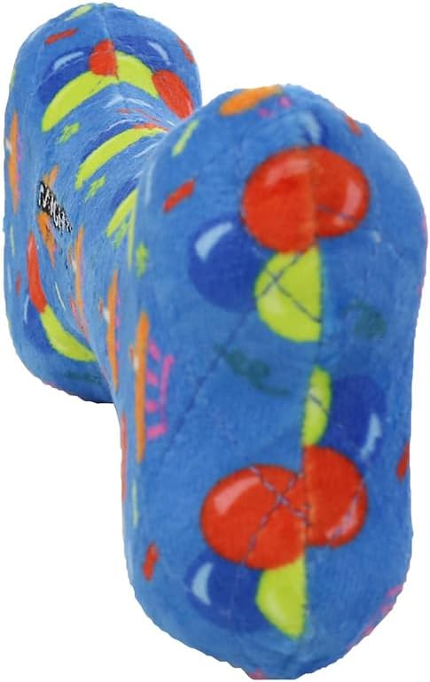 MIGHTY- NO Stuff Bone– Squeaky Plastic Core. 2-in-1 Toy. Made Durable, Strong & Tough. Interactive Play Dog Toy (Tug, Toss & Fetch). It Floats. (Celebration, Large)