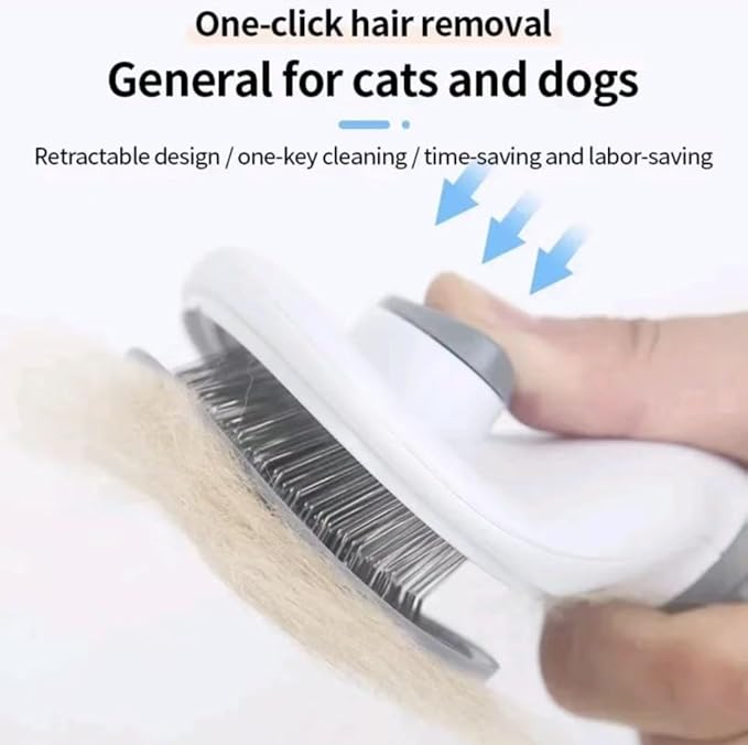 Self Cleaning Slicker Brush - Cat Brush Skin-Friendly Deshedding Grooming Massaging Tool for Long & Short Haired Pets, Cat Hair Brushes Easy Removes Undercoat for Dogs Cats Rabbits (Blue)