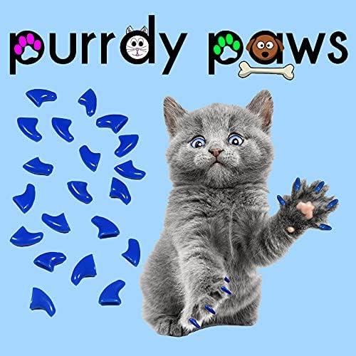 6 Month Supply Soft Nail Caps for Cats Blue Medium - Extra Adhesives
