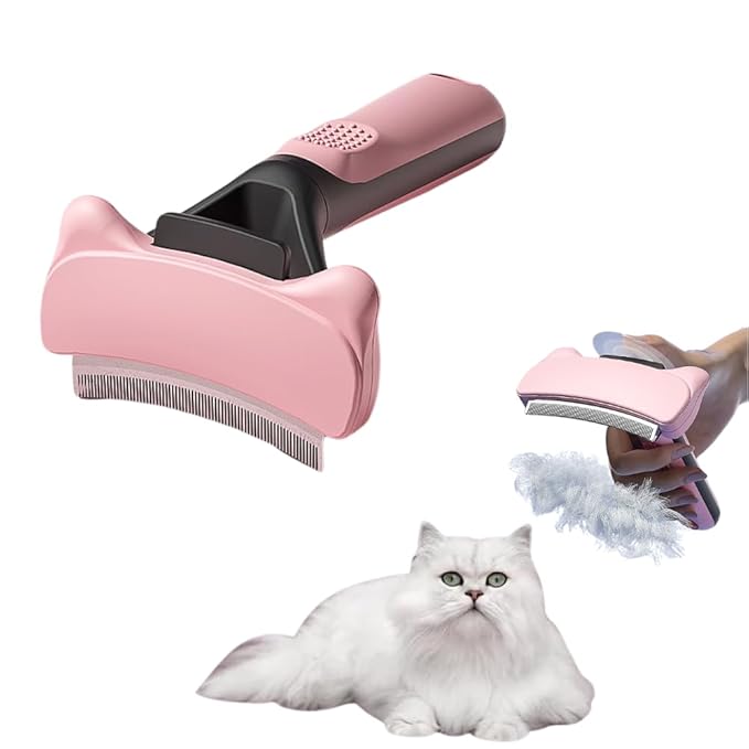 Self Cleaning Slicker Brush for Cat & Dog - Cat Grooming Brushes for Shedding Removes Mats, Tangles and Loose Hair Suitable Cat Brush for Long & Short Hair (Pink,Large)
